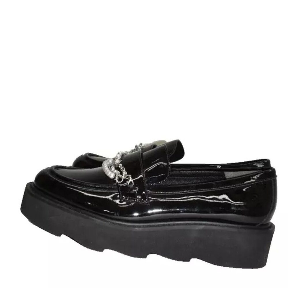 $575 STUART WEITZMAN Pearldrop Platform Loafer PLATFORM PATENT BLACK 6.5 (DB20) - Picture 4 of 7